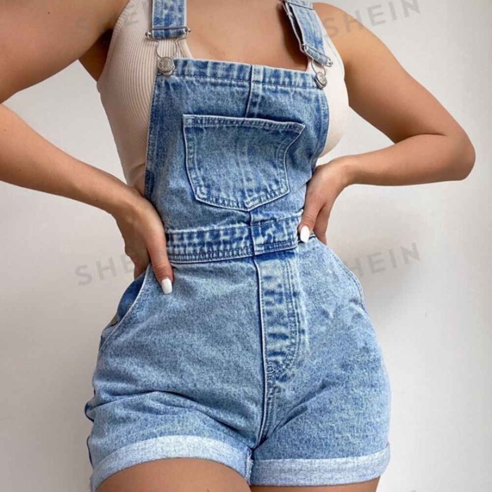Overall Jean shorts jumpsuit
